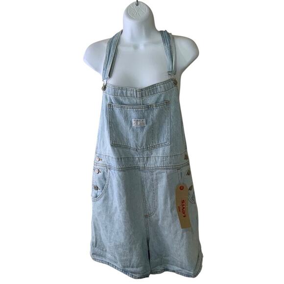 Levis Premium Romper Jumpsuit Womens M Stonewash Casual Streetwear Denim NWT - Picture 4 of 12